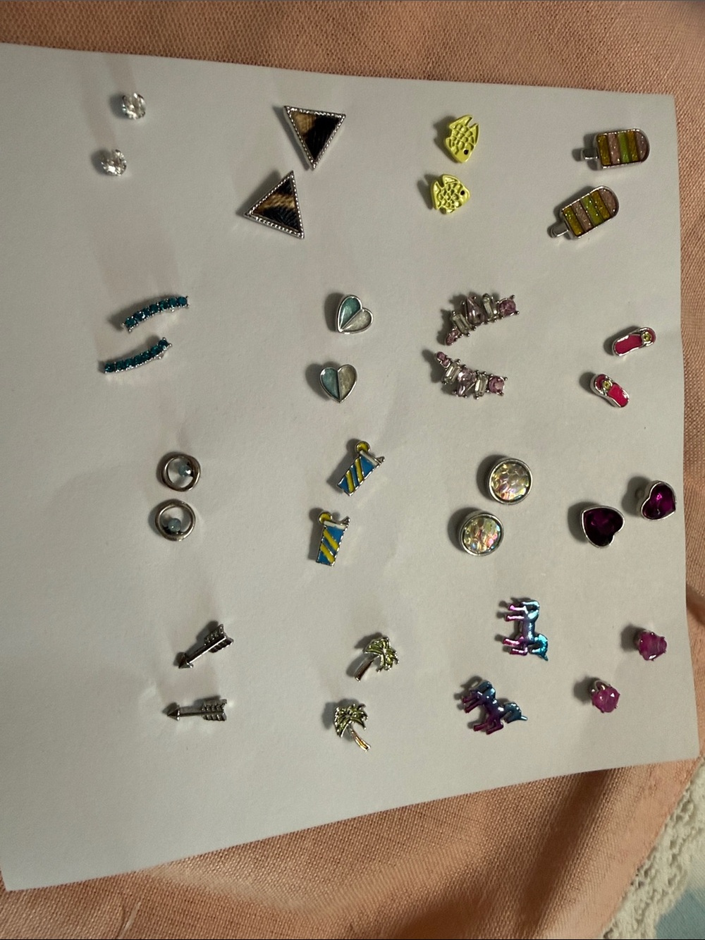 Girls' Multicolor Stud Earring Set - Hearts, Arrows & Novelty Designs
